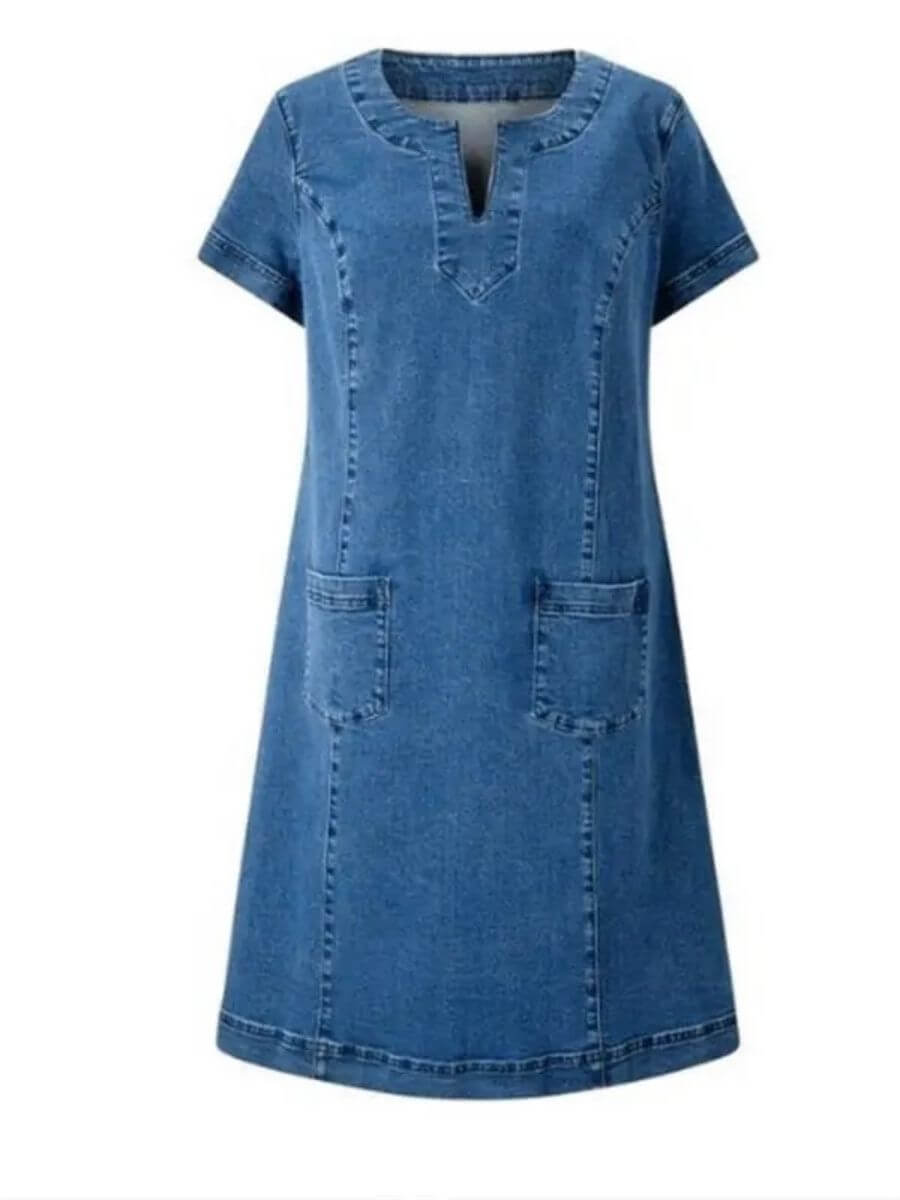 Sophia | Sommer Denim Kjole med V-hals