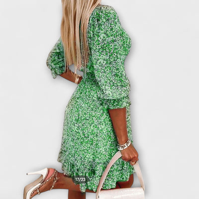 Isabelle | Blomster Midi Kjole med Elegant Flair