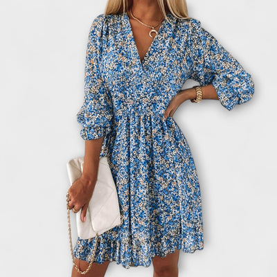 Isabelle | Blomster Midi Kjole med Elegant Flair