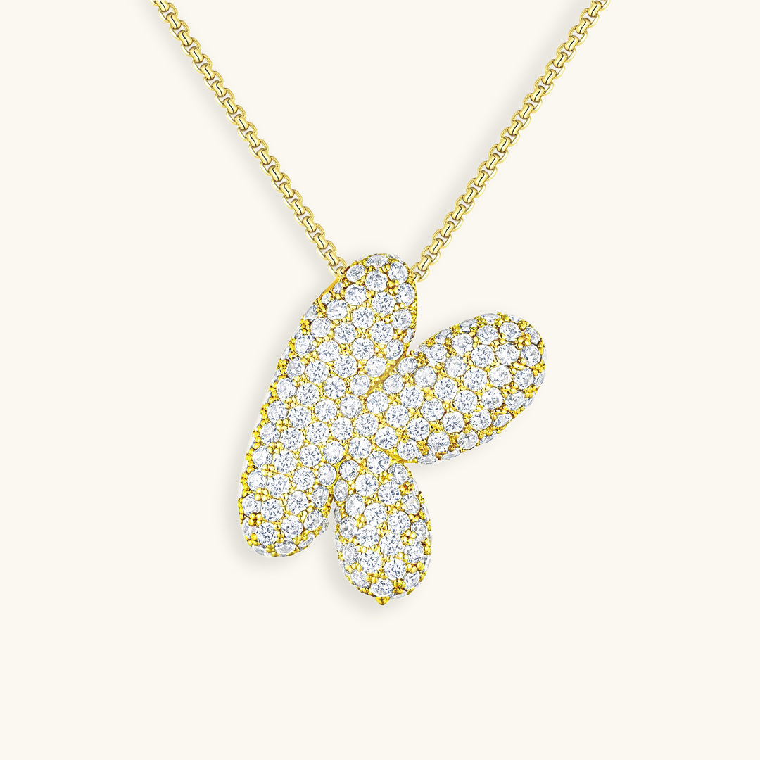 Navnesmykke Bubble med diamant | 18k Guld