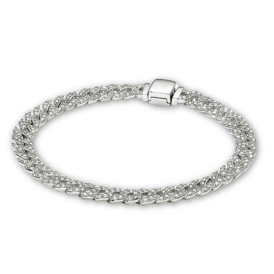 Moissanite Cuban Armbånd | Hvidguld 18k