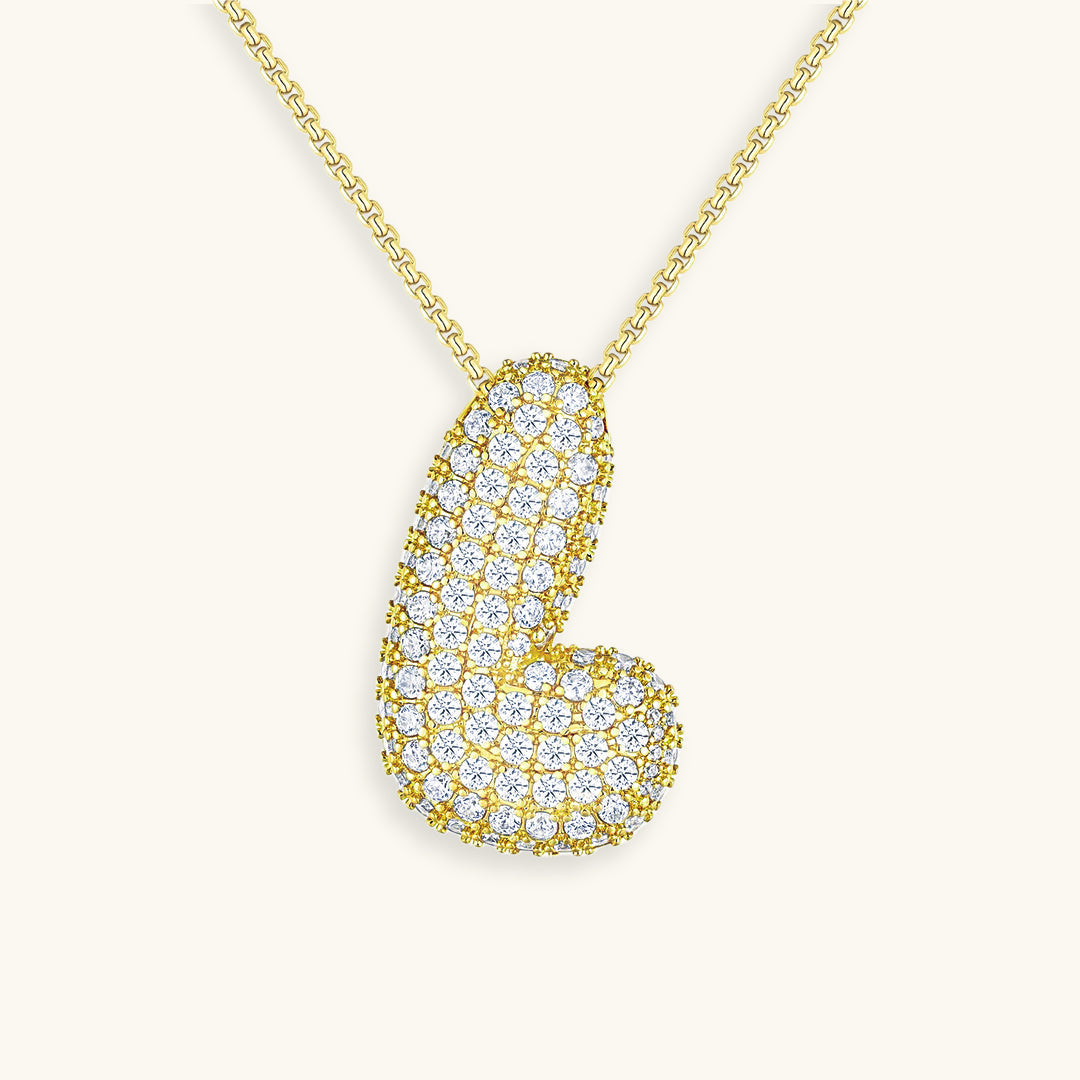 Navnesmykke Bubble med diamant | 18k Guld