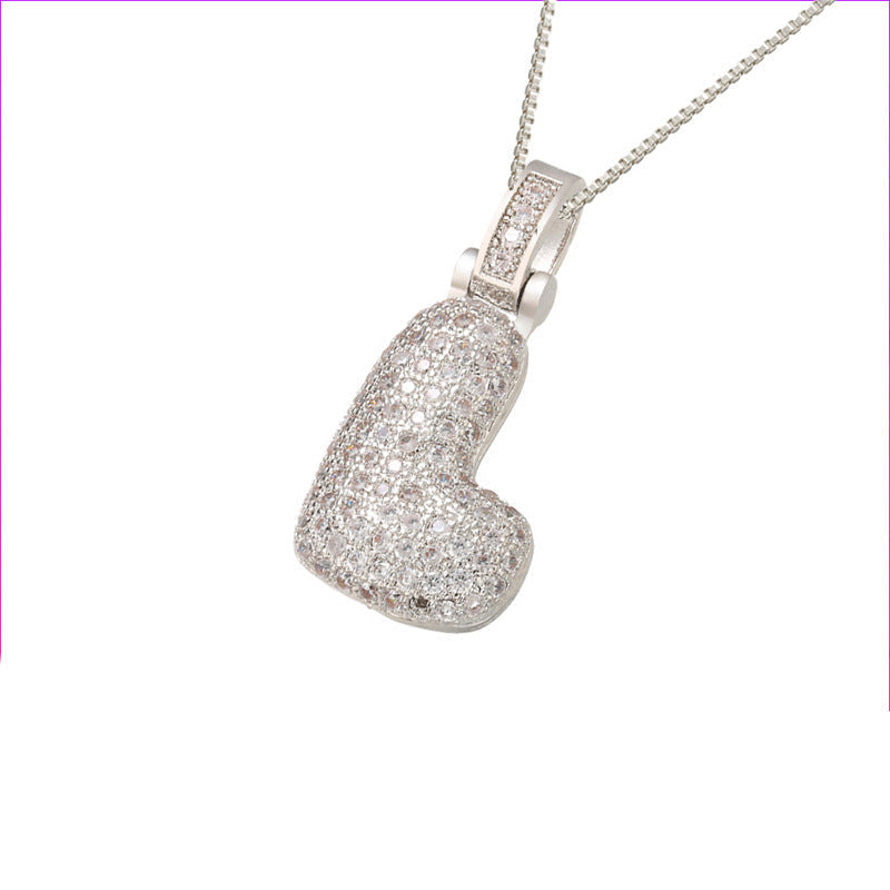 Pave Bubble Halskæde med Initial | 18k Guld