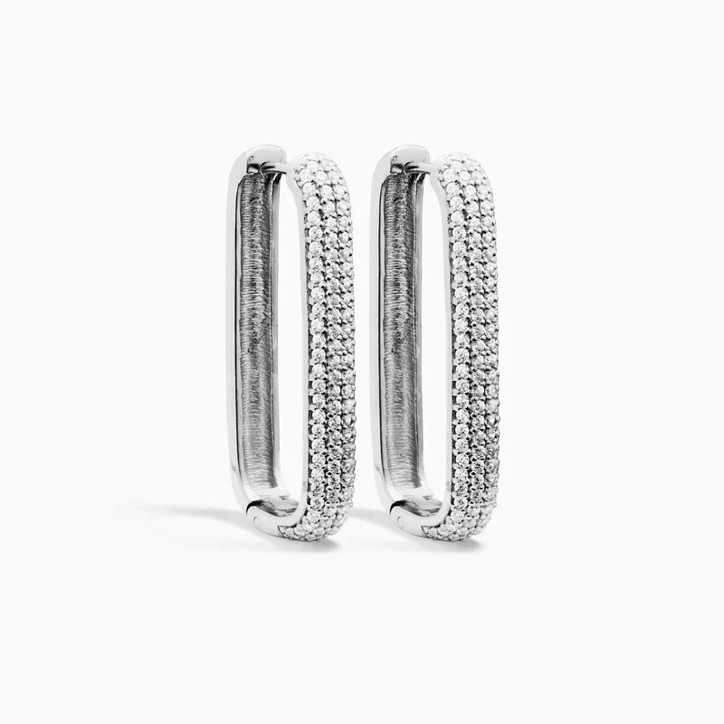 Store Ikon Pavé Øreringe | Hvidguld 16k