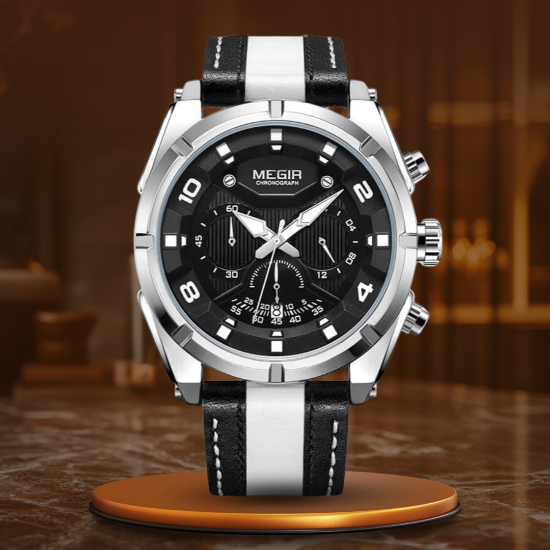 Luksus Læder Militær Sport Chronograph Ur