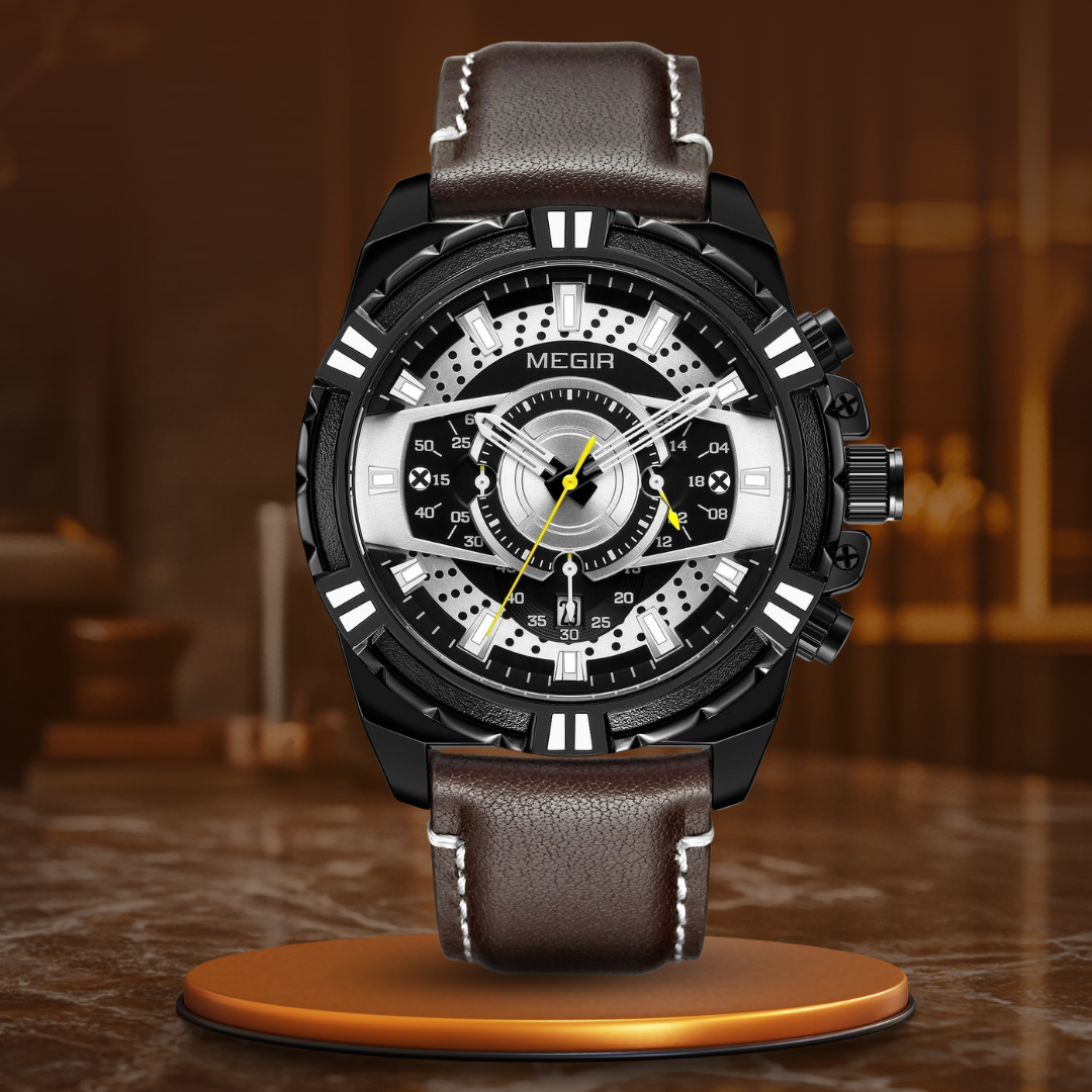 Luksus Kvarts Chronograph Militær Sport Læder Ur
