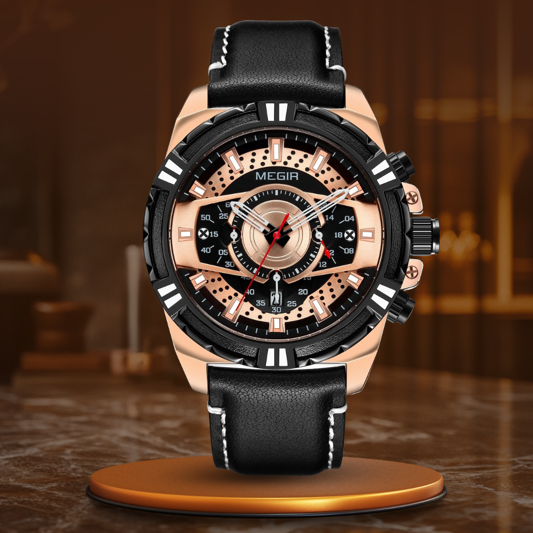 Luksus Kvarts Chronograph Militær Sport Læder Ur