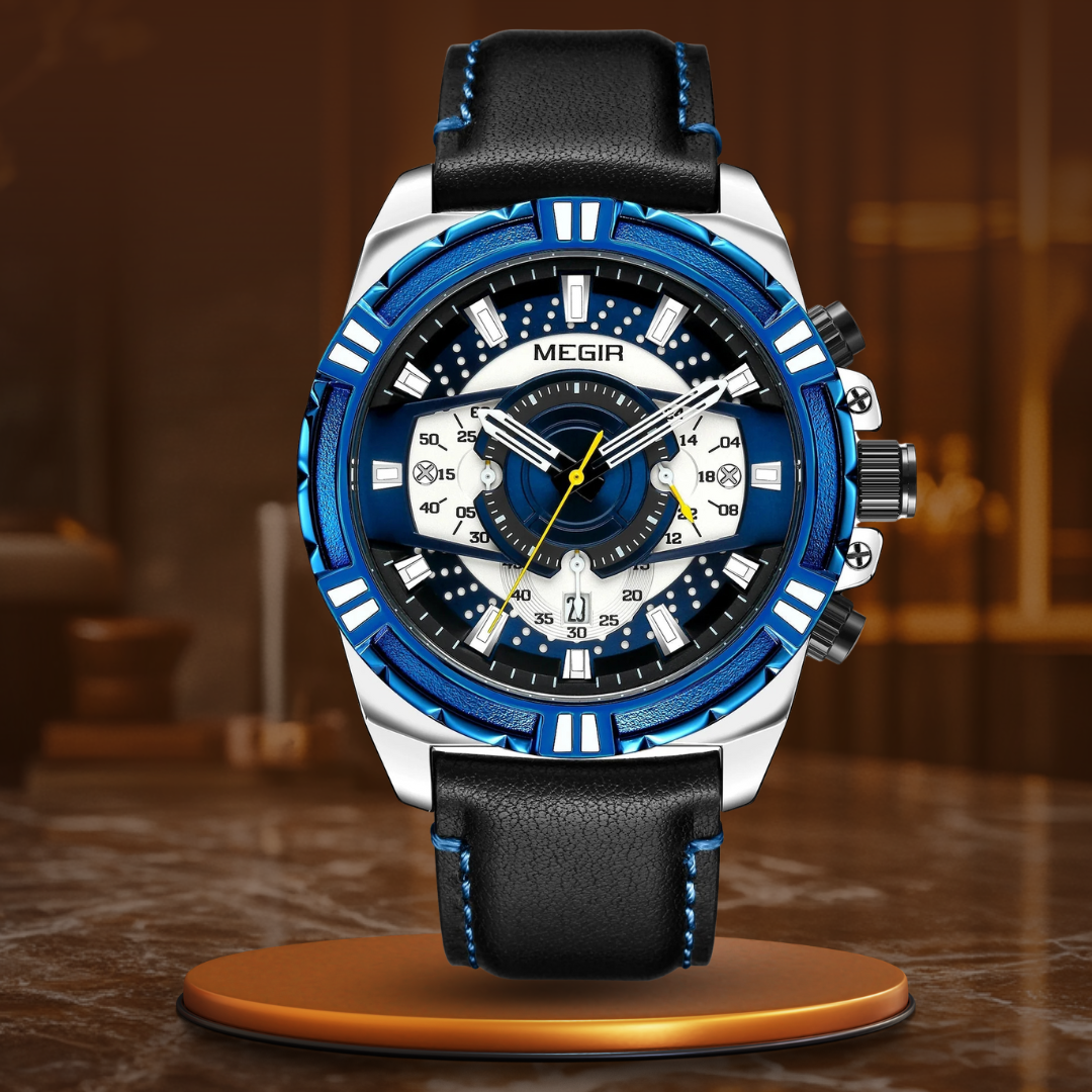 Luksus Kvarts Chronograph Militær Sport Læder Ur