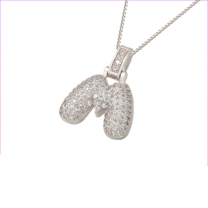 Pave Bubble Halskæde med Initial | 18k Guld