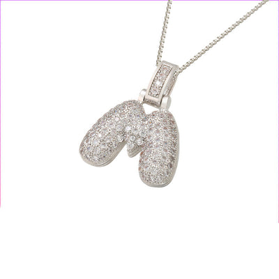 Pave Bubble Halskæde med Initial | 18k Guld