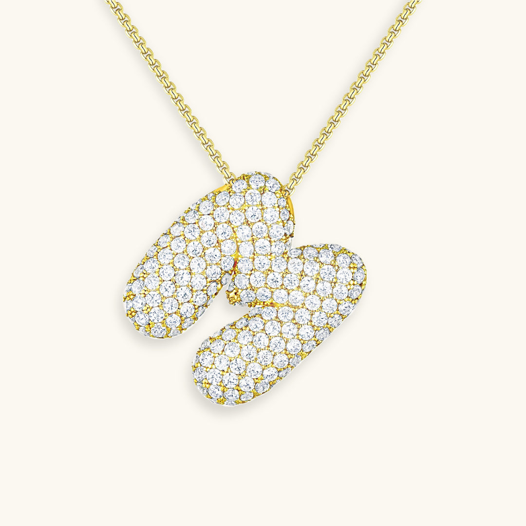 Navnesmykke Bubble med diamant | 18k Guld