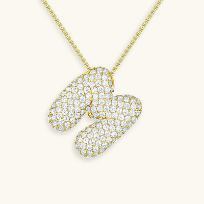 Navnesmykke Bubble med diamant | 18k Guld