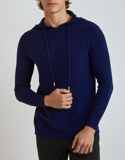 Essential Cashmere Hoodie - Marineblå