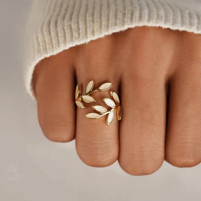Pure - Elegant Hvid Opal Blad Ring