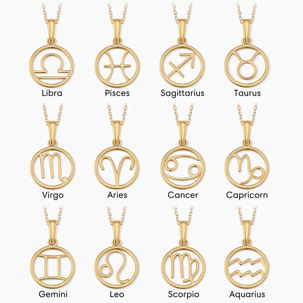 Zodiac tegn halskæde | Hvidguld 18k