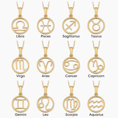 Zodiac tegn halskæde | Hvidguld 18k