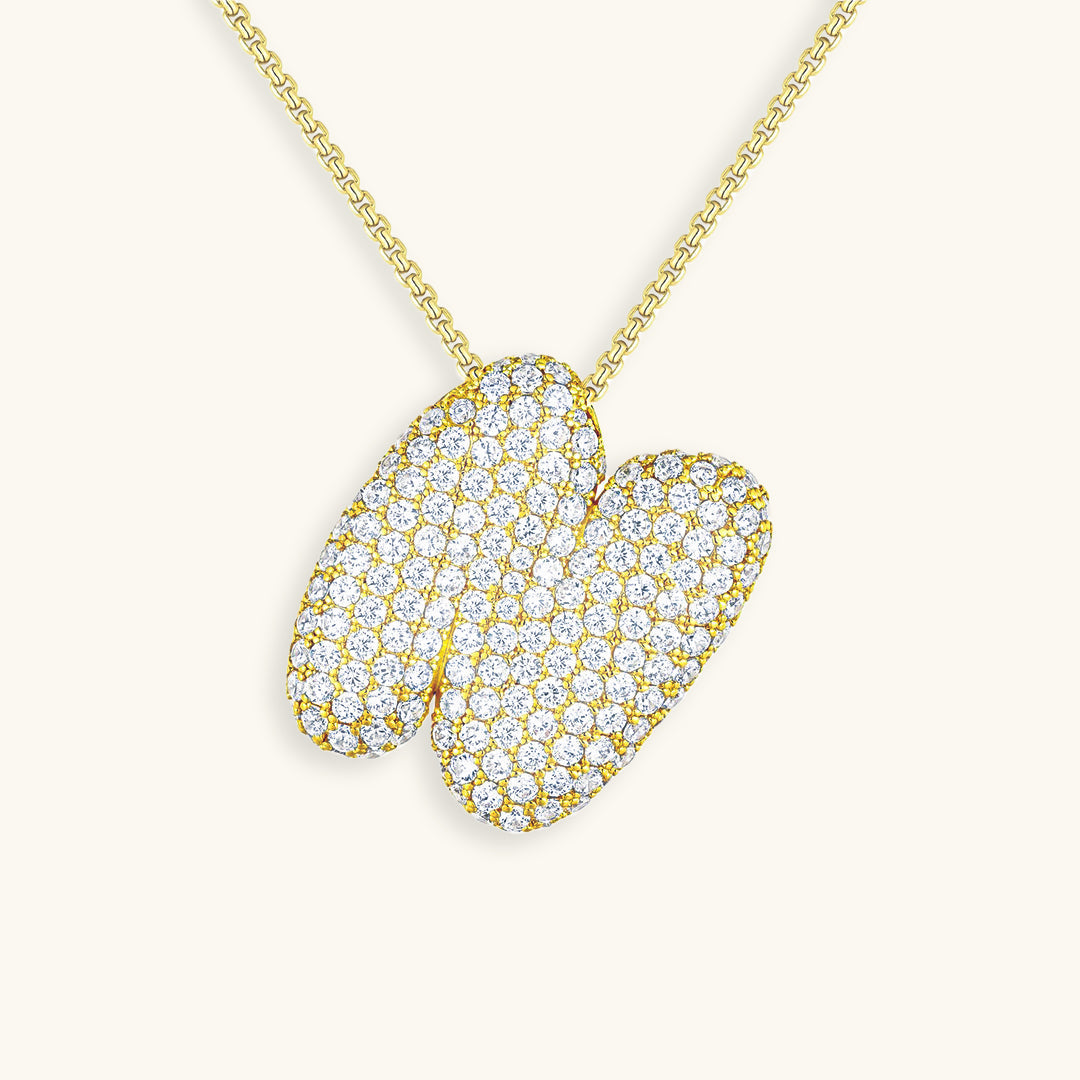 Navnesmykke Bubble med diamant | 18k Guld