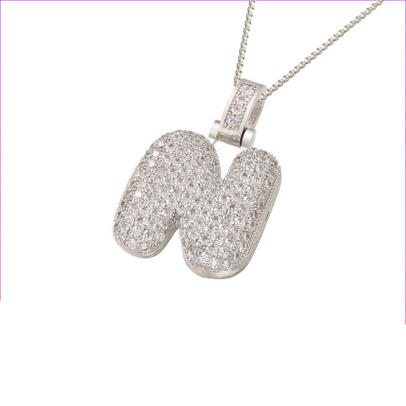 Pave Bubble Halskæde med Initial | 18k Guld