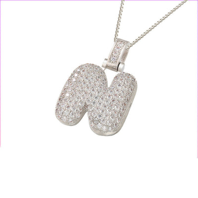 Pave Bubble Halskæde med Initial | 18k Guld