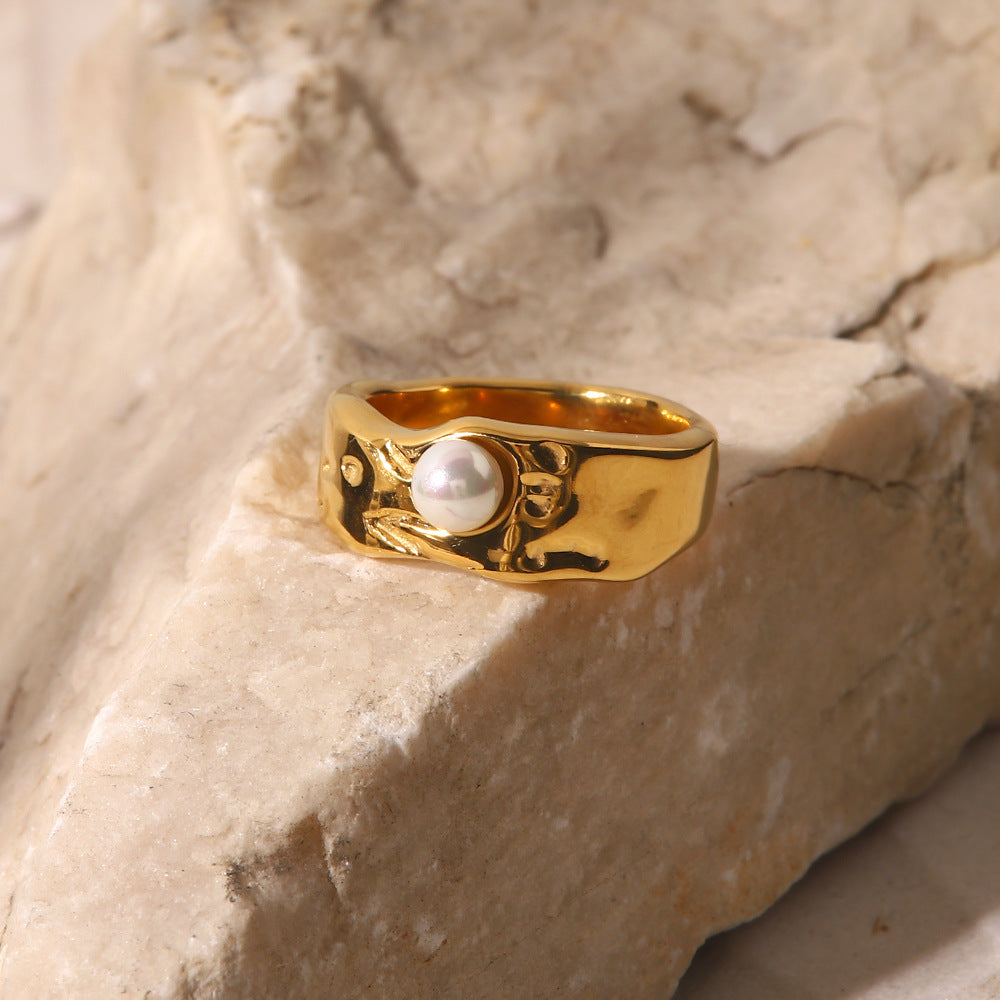 Cerulia ring med ferskvandsperler | 14k guld
