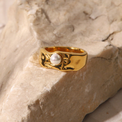 Cerulia ring med ferskvandsperler | 14k guld