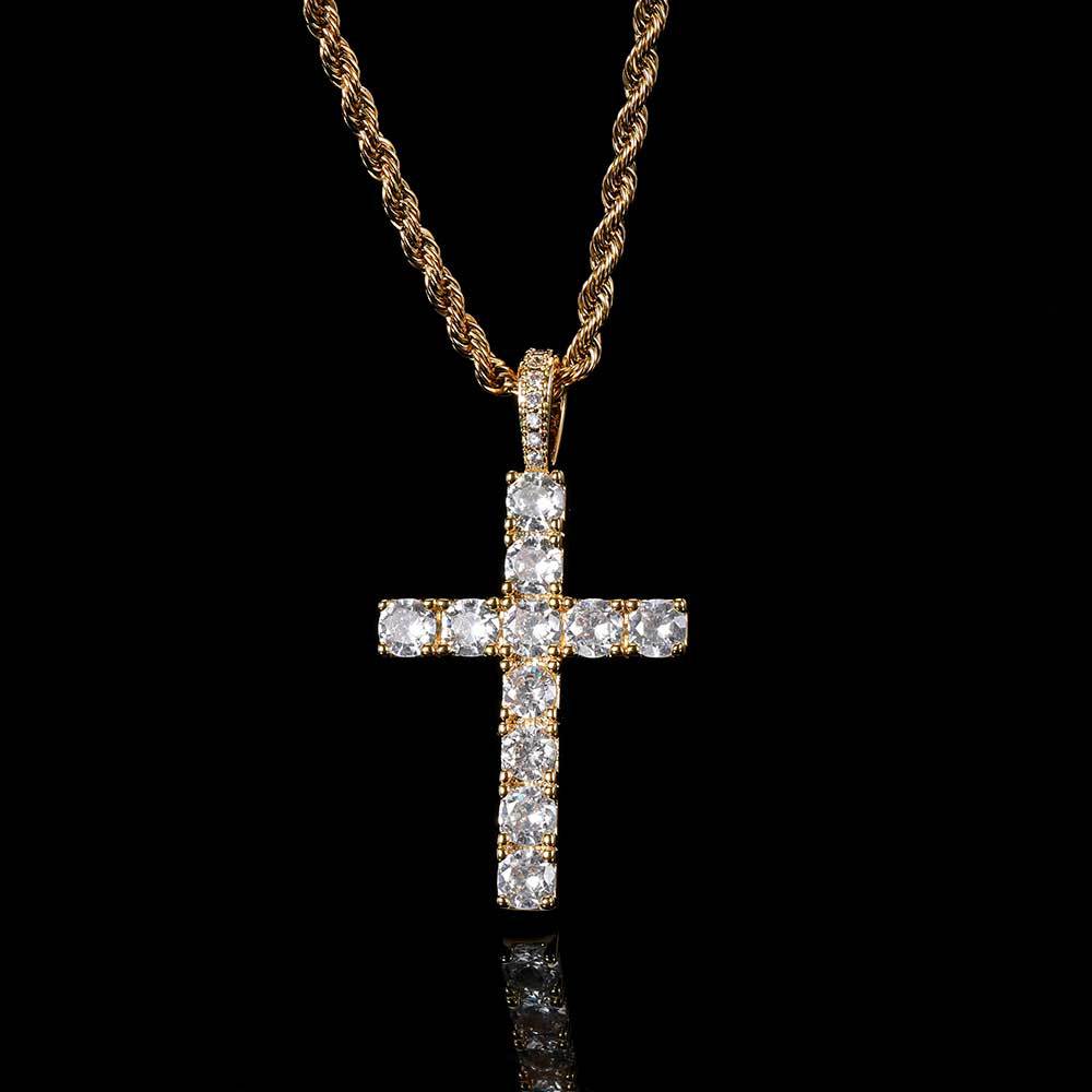 Moissanite kors halskæde | Hvidguld 18k