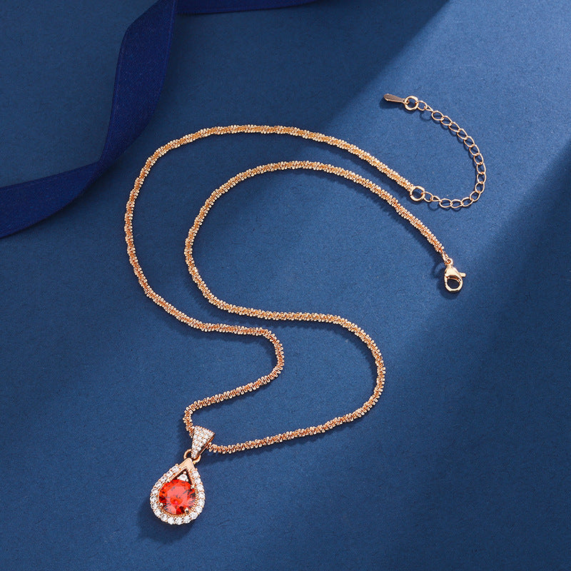 Karminrød Champagne Sæt | Rose Gold 14k - DK