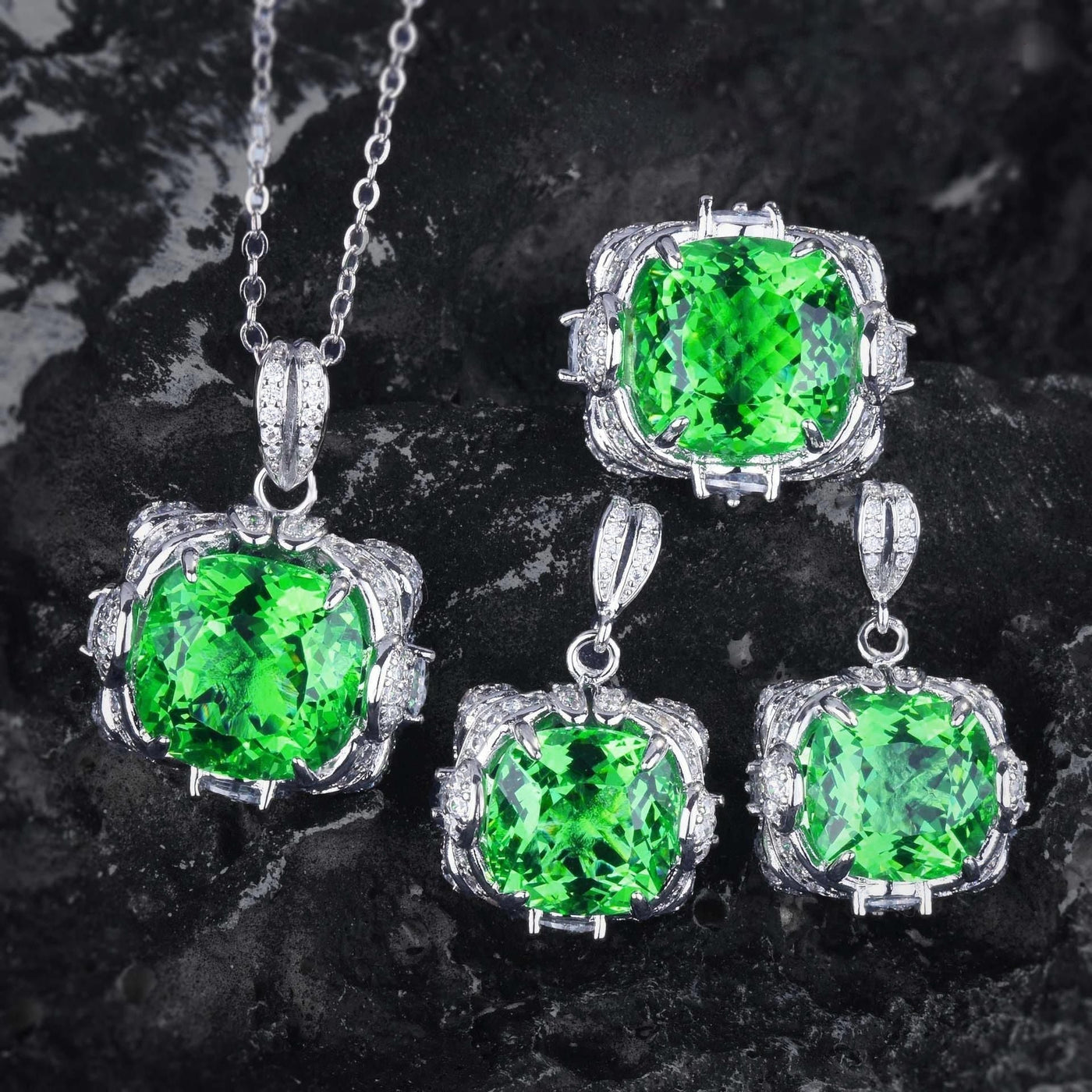 Velora Thandrelle Aquamarin Sæt | Hvidguld 14k - DK