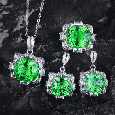 Velora Thandrelle Aquamarin Sæt | Hvidguld 14k - DK