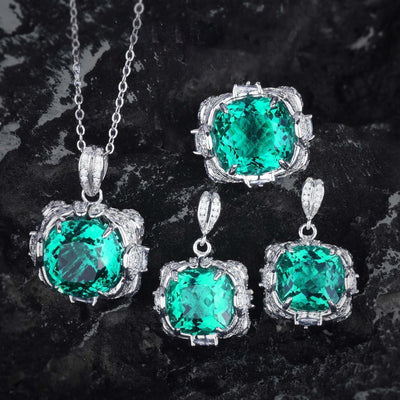 Velora Thandrelle Aquamarin Sæt | Hvidguld 14k - DK