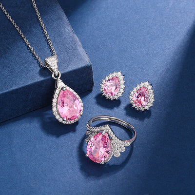 Aria Tårn Pink Sæt | Hvidguld 16k - DK