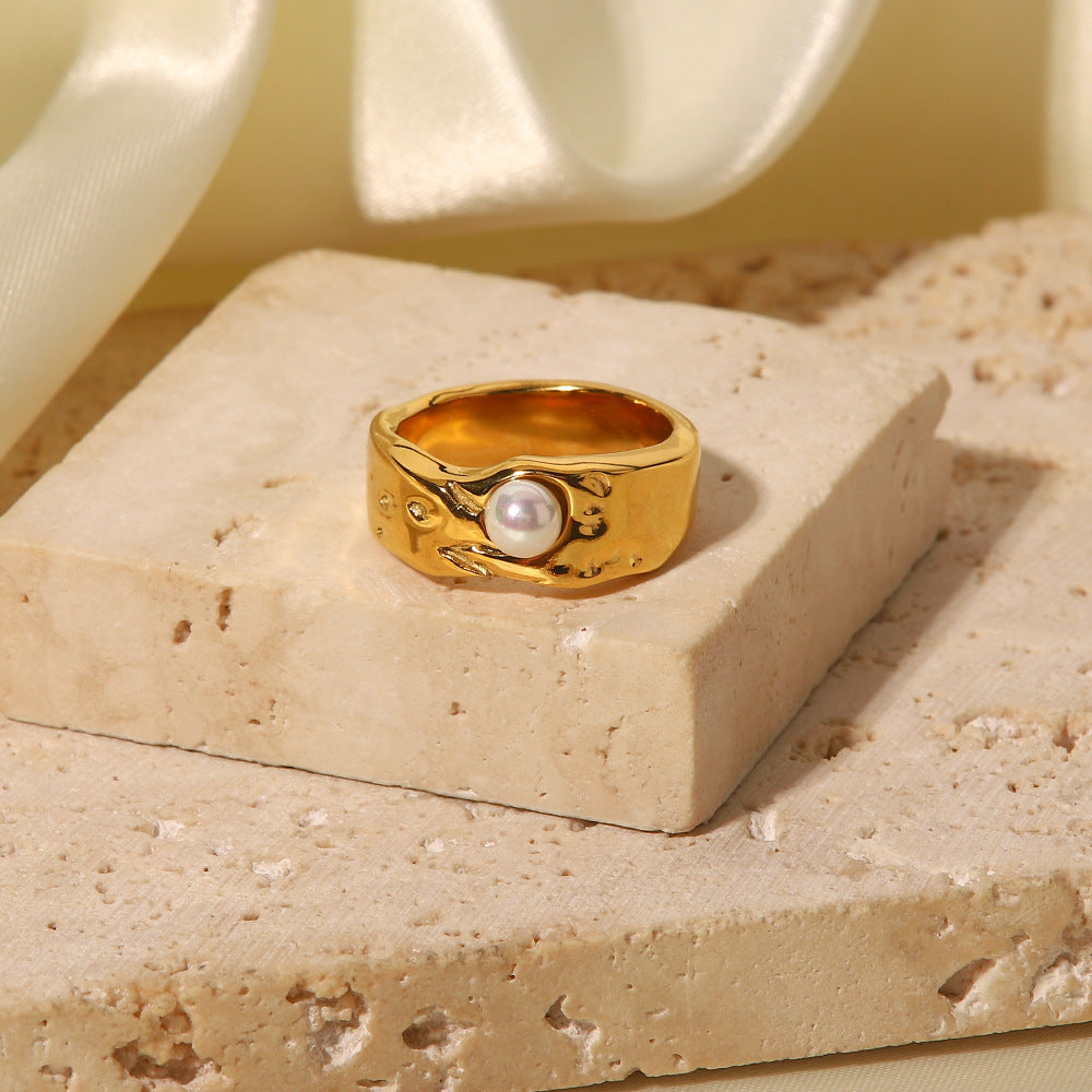 Cerulia ring med ferskvandsperler | 14k guld