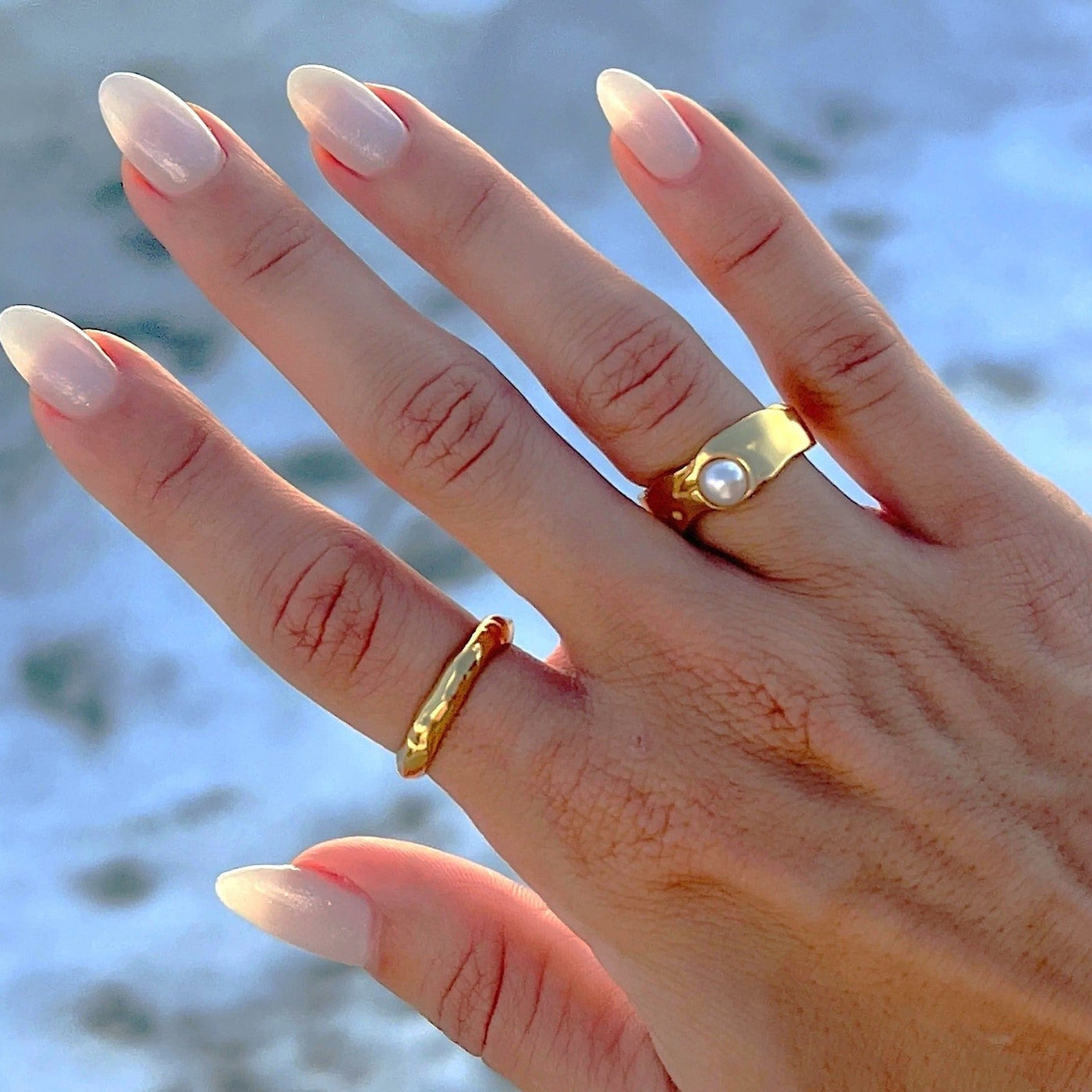Cerulia ring med ferskvandsperler | 14k guld