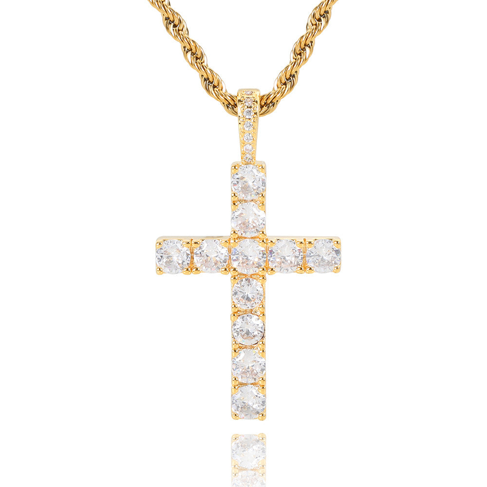 Moissanite kors halskæde | Hvidguld 18k