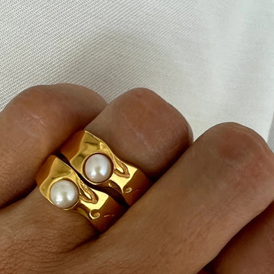 Tidless Naturlig Guld Perle Ring