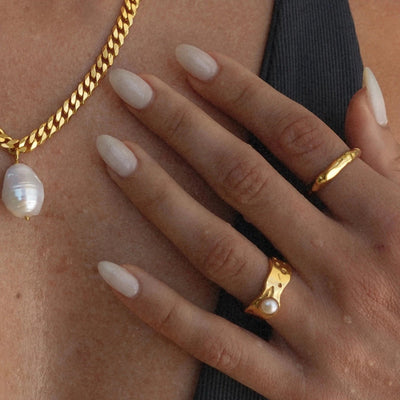 Tidless Naturlig Guld Perle Ring