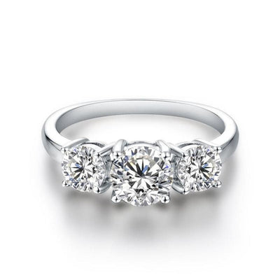 Clare Dreifach Stein Ring | Hvidguld