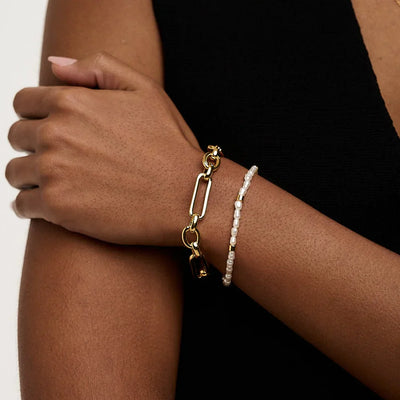 Link T-Bar Armbånd | Hvidguld 16k