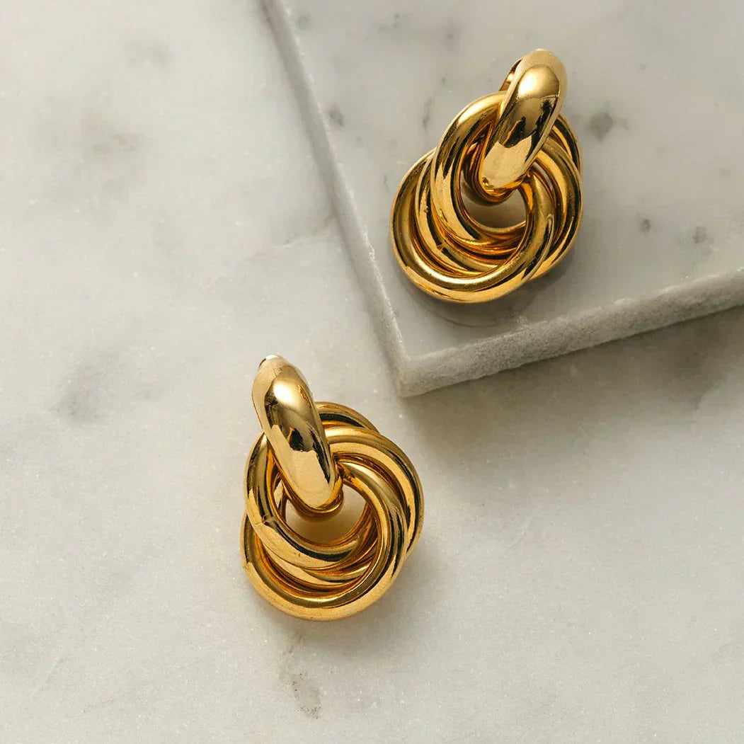 Udsagn sammenflettede øreringe | Guld 14k