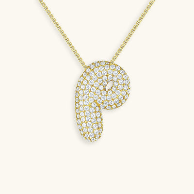 Navnesmykke Bubble med diamant | 18k Guld