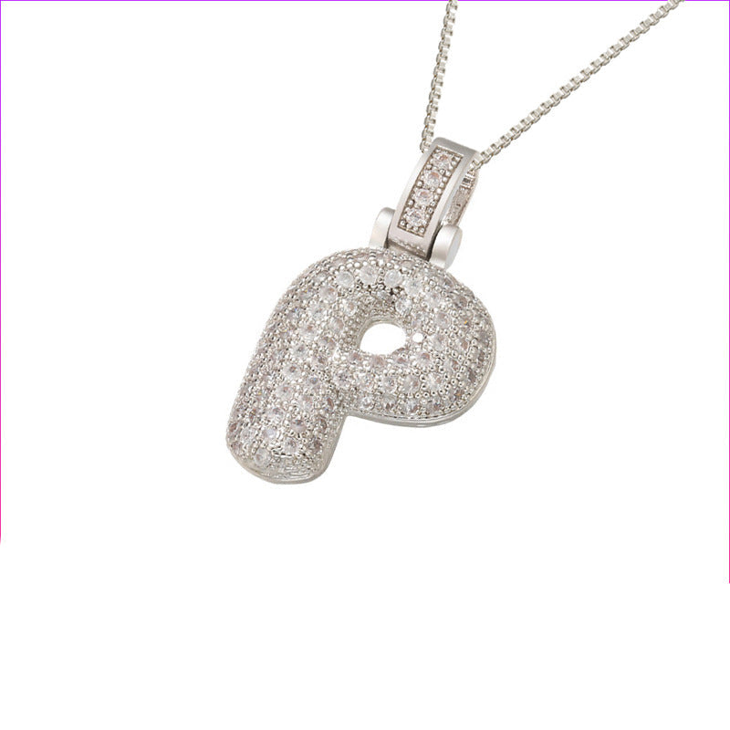 Pave Bubble Halskæde med Initial | 18k Guld