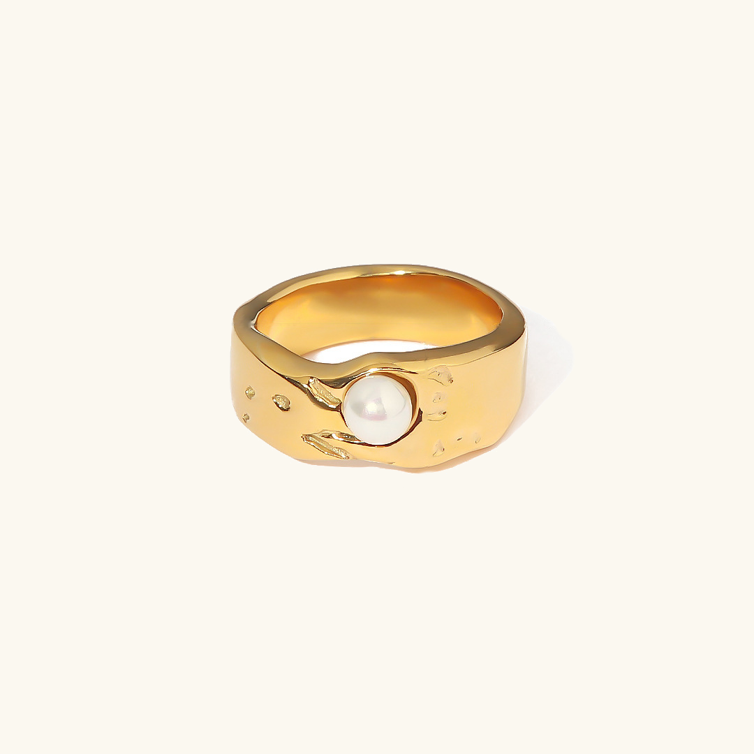 Cerulia ring med ferskvandsperler | 14k guld