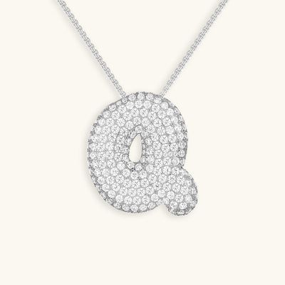 Navnesmykke Bubble med diamant | 18k Guld