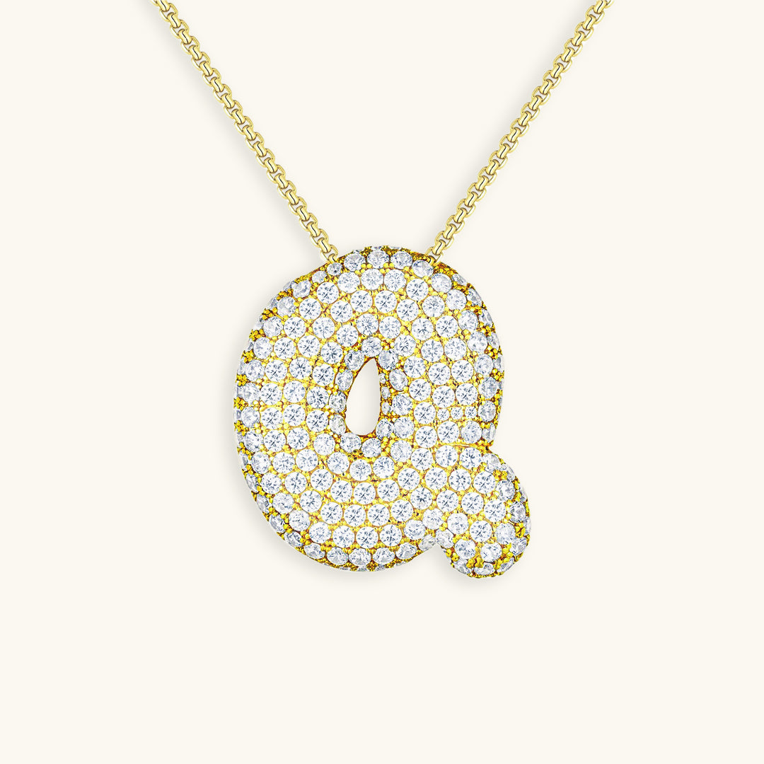 Navnesmykke Bubble med diamant | 18k Guld