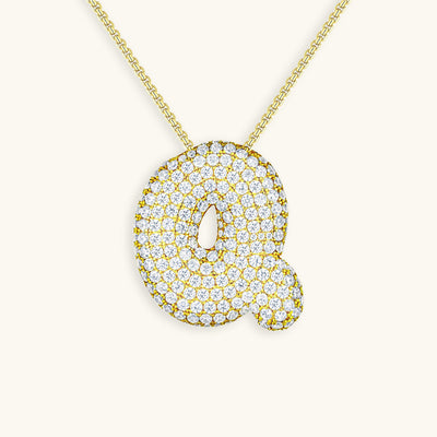 Navnesmykke Bubble med diamant | 18k Guld