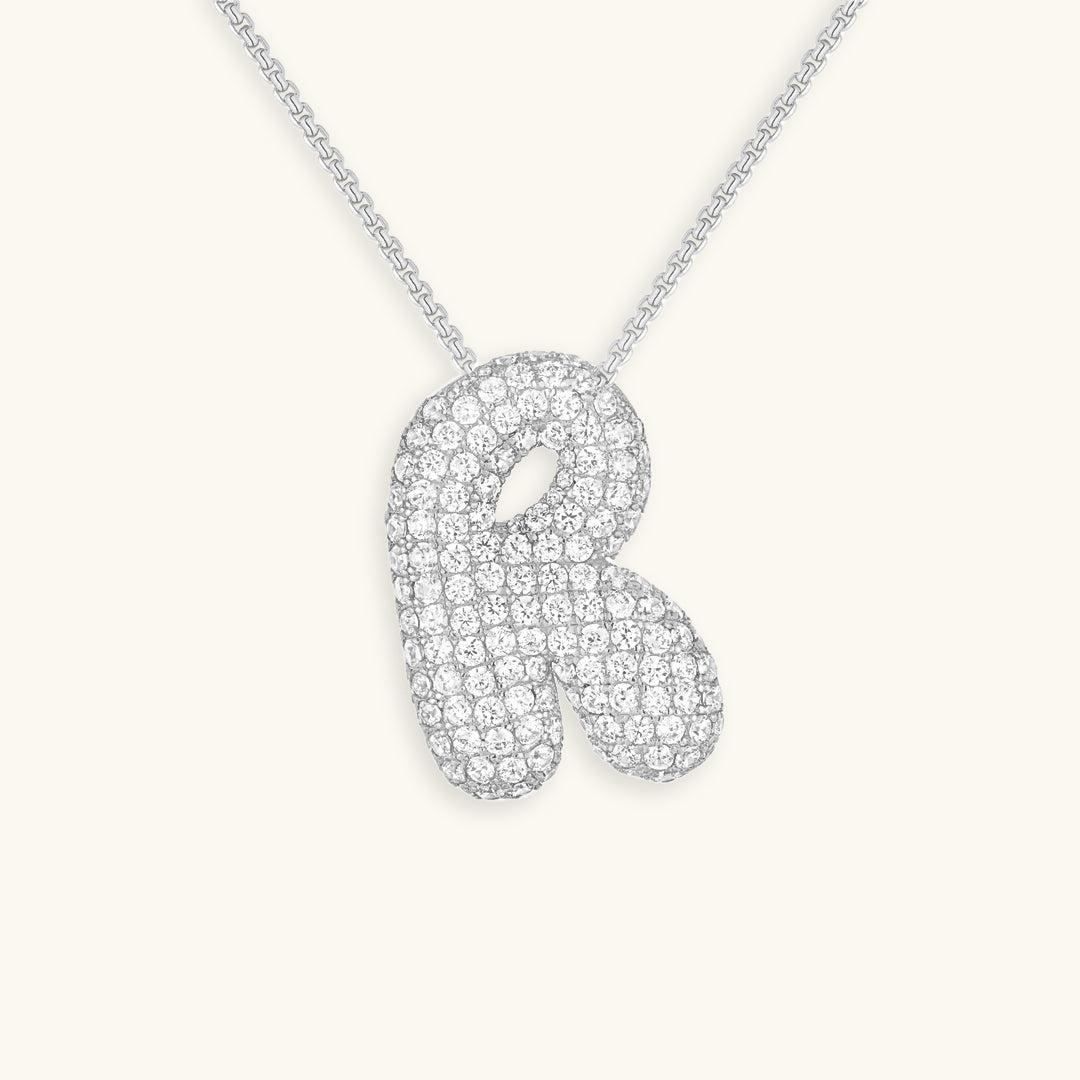 Navnesmykke Bubble med diamant | 18k Guld