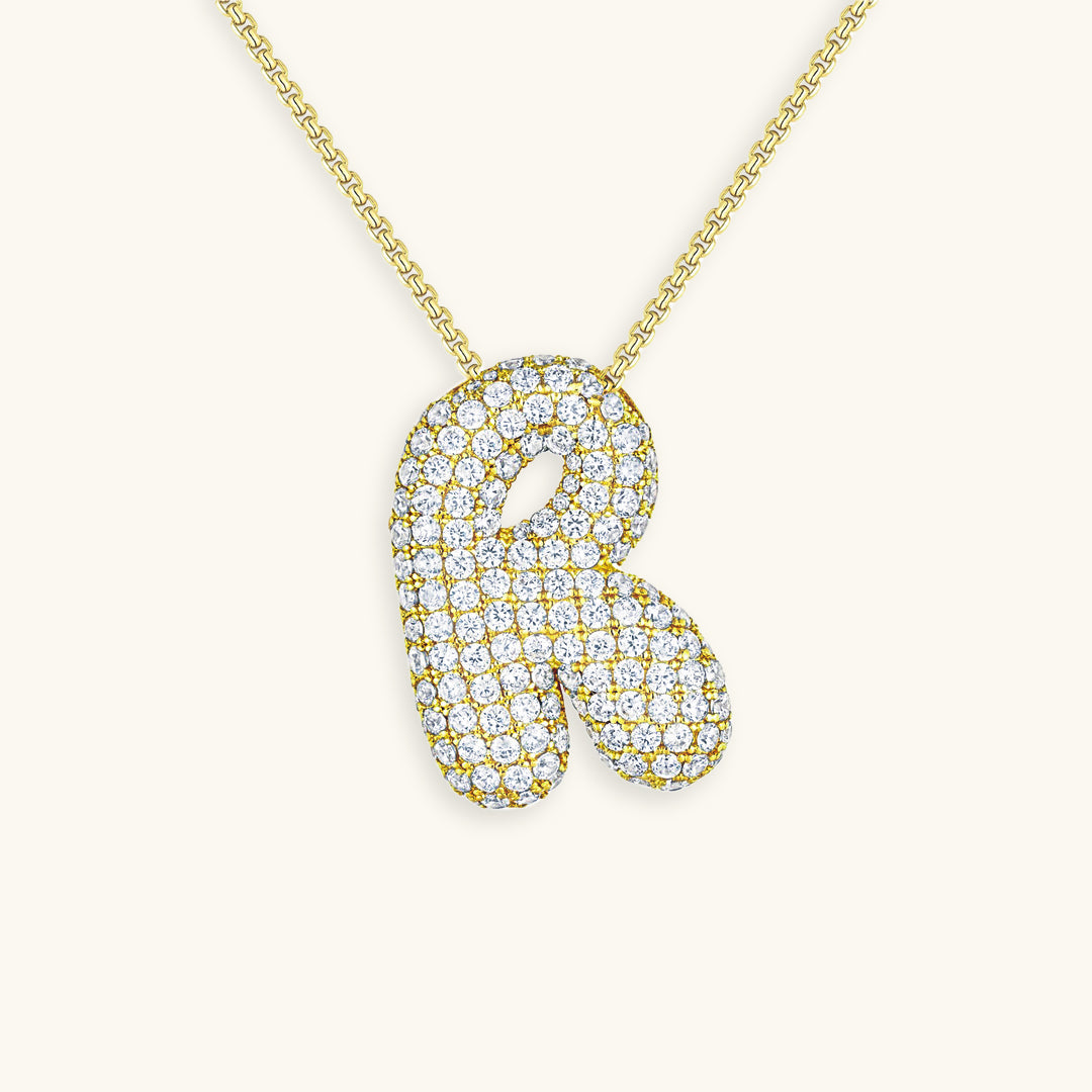 Navnesmykke Bubble med diamant | 18k Guld