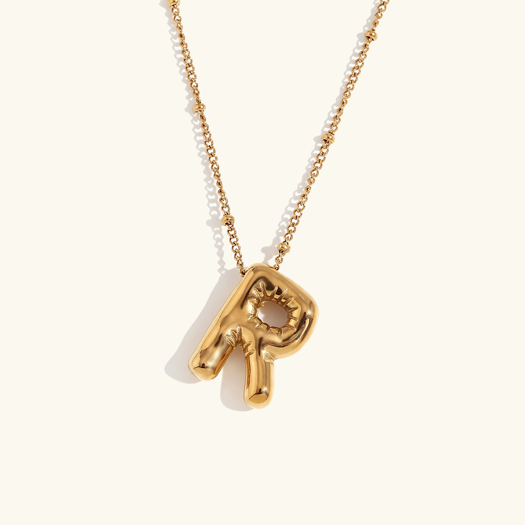Næseørering med initialer i bobleform | Guld 18k