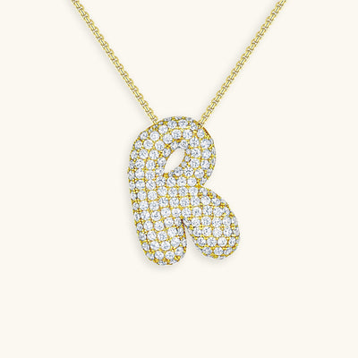 Navnesmykke Bubble med diamant | 18k Guld