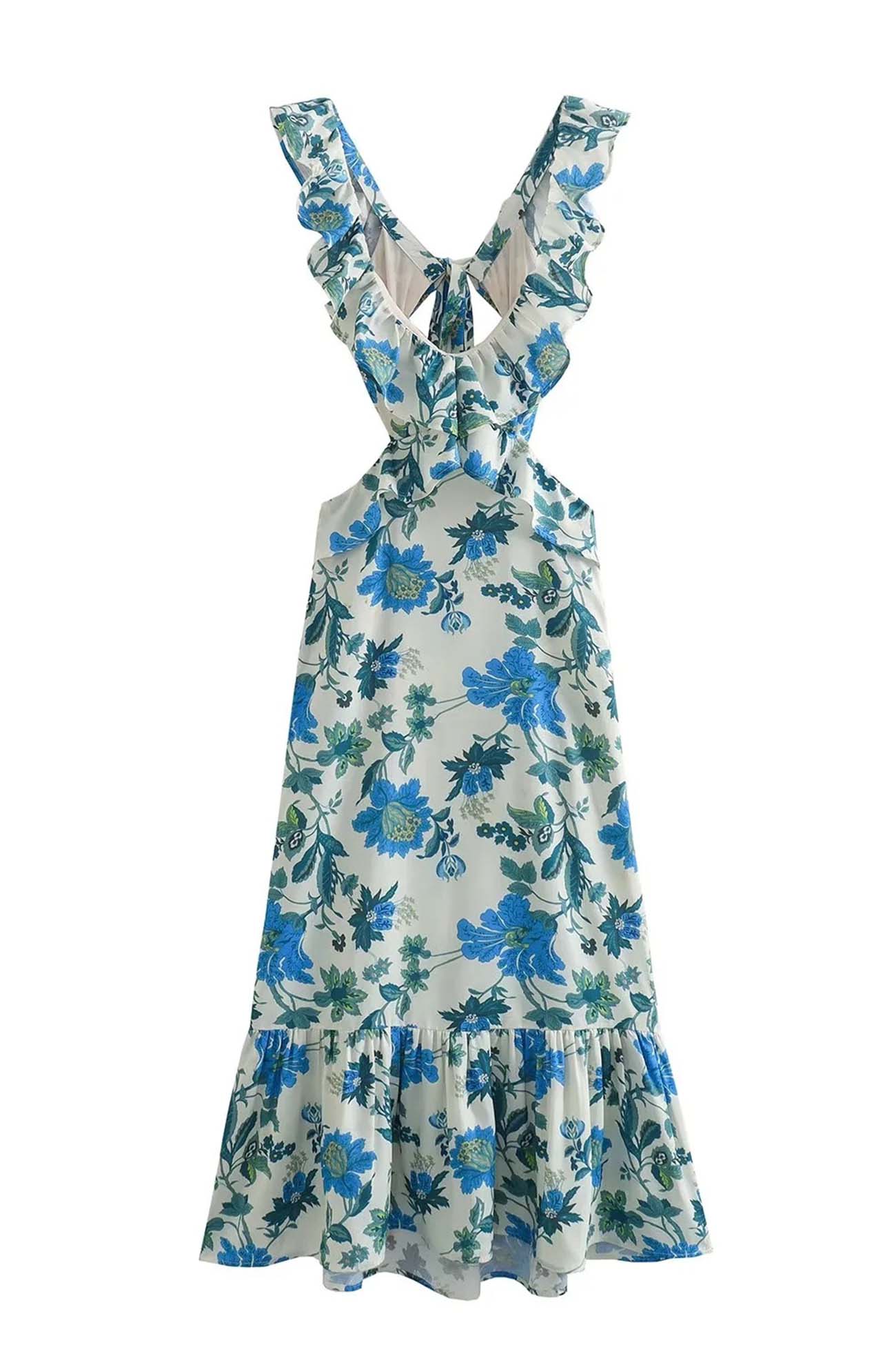 Rosea Floral Kjole med Volanger